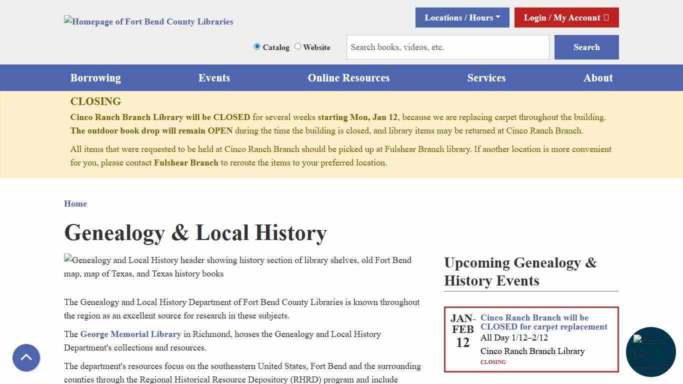 Genealogy & Local History Fort Bend County Libraries
