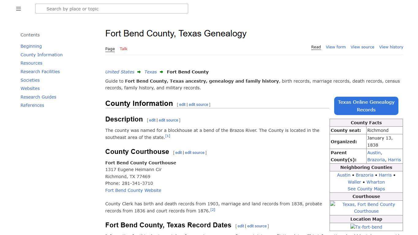 Fort Bend County, Texas Genealogy • FamilySearch