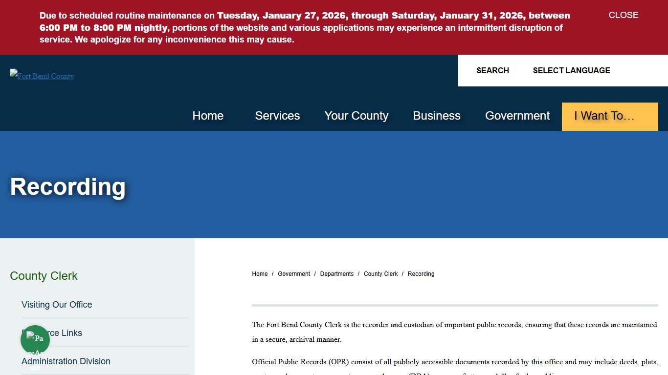 Recording Fort Bend County