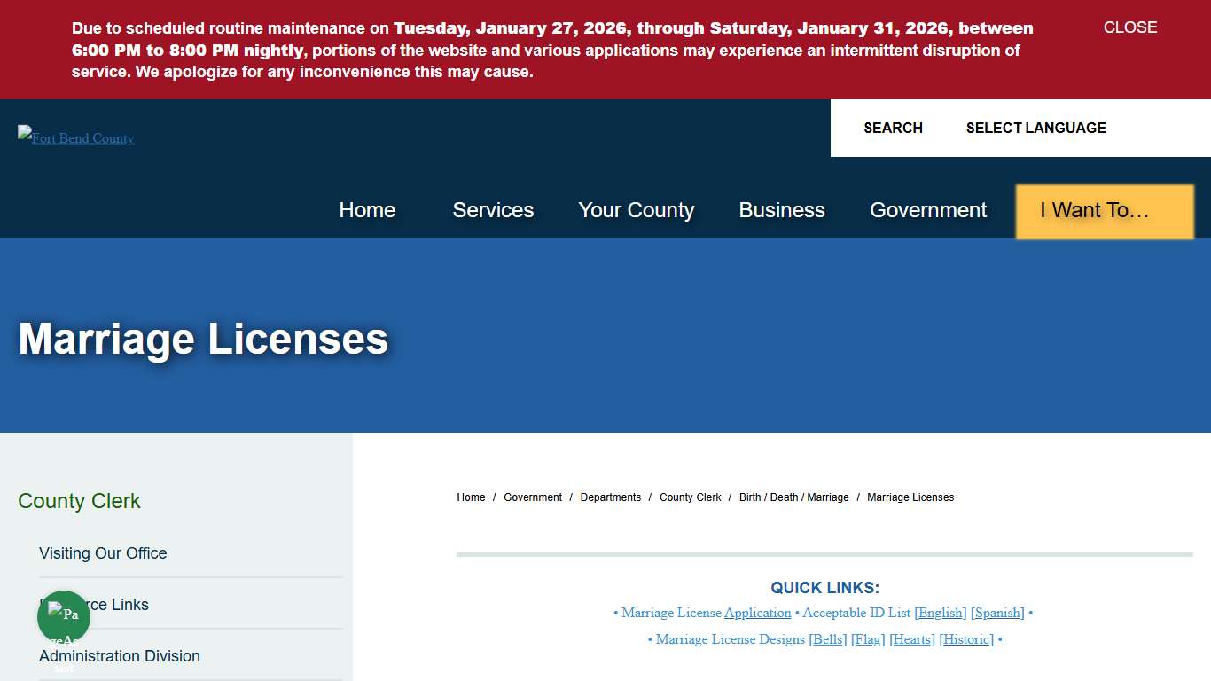 Marriage Licenses Fort Bend County