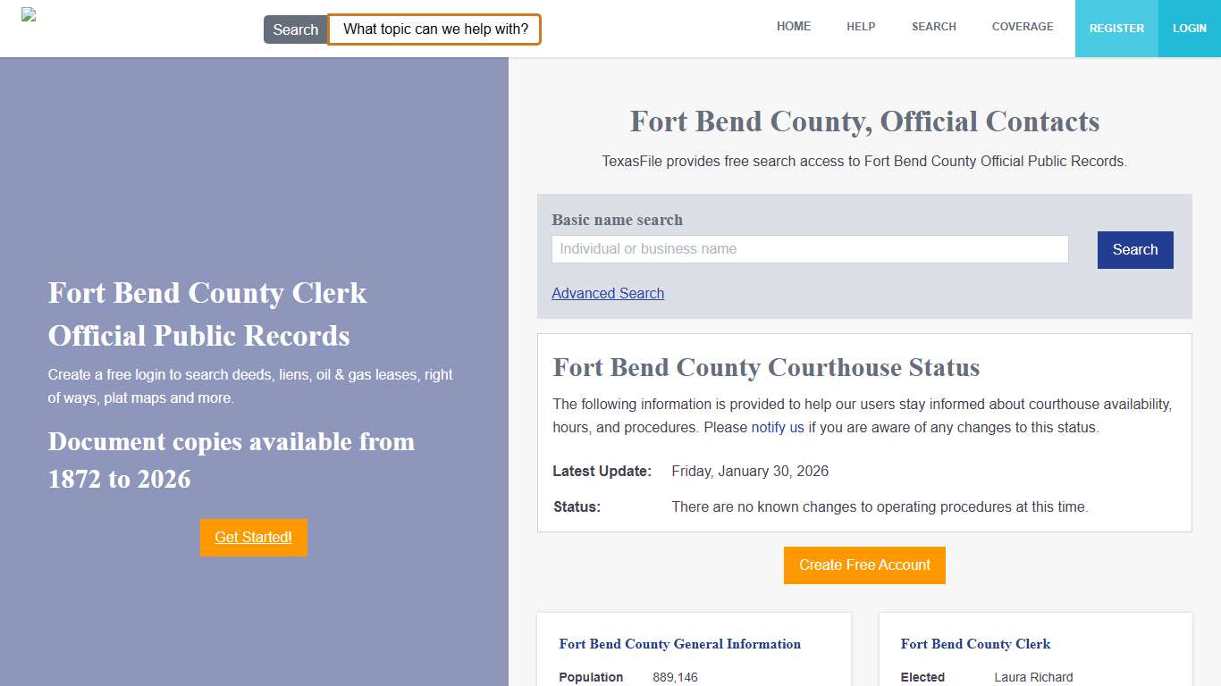 Fort Bend County Clerk Official Public Records TexasFile